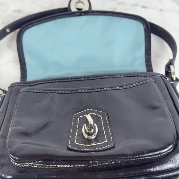 Vintage Coach Black Patent Flap Penny Top Handle Pouch F14283 - Picture 2 of 10